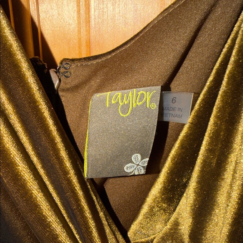 Taylor Olive Green Velvet Midi Slip Dress - Picture 2 of 4